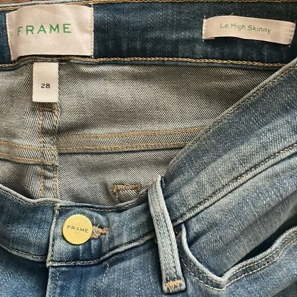 FRAME DENIM
LE HIGH SKINNY JEAN -
REPUBLIC RIPS Size 28 New No Tags - Picture 6 of 6